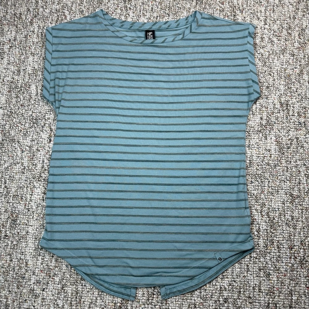 Mountain Hardware Shirt Womens Medium Striped Short Sleeve Outdoors Blue